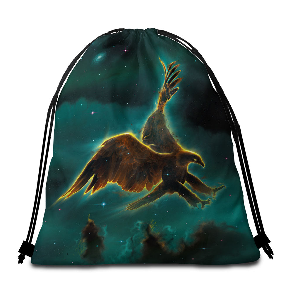 Cool Space Art Galaxy Eagle Beach Bags and Towels