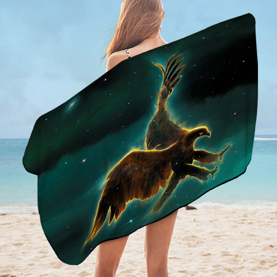 Cool Space Art Galaxy Eagle Beach Towel