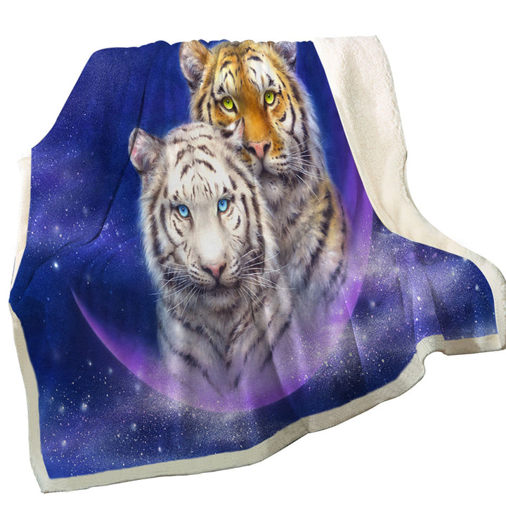 Cool Space Throws Milky Way Orange and White Tigers