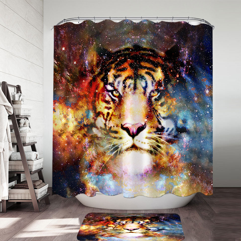 Cool Space Tiger Shower Curtain