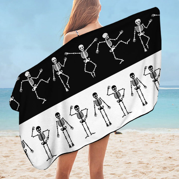 Cool Swims Towel Skeletons in Black White Stripes