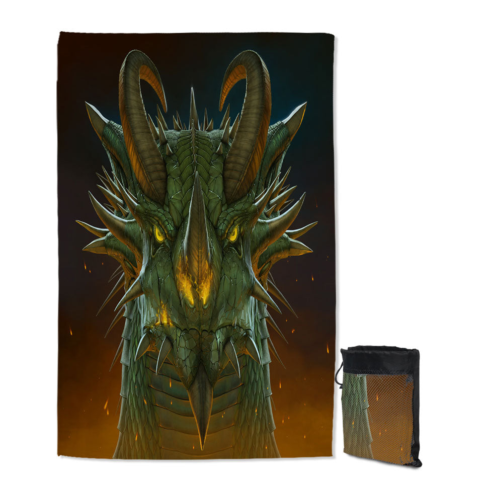 Cool Swims Towel for Boys Fantasy Art Dragon Portrait