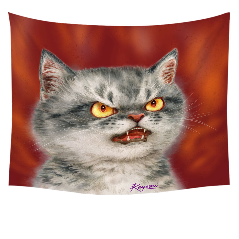 Cool Tapestry Cats Designs Angry Furious Kitten