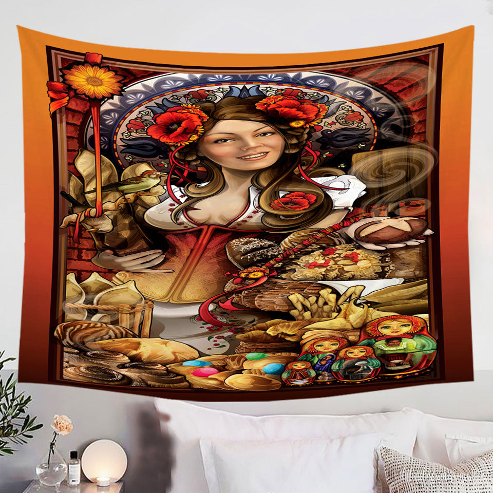 Cool-Tapestry-Wall-Decor-Art-Pretty-Woman-the-Goddess-of-Bread