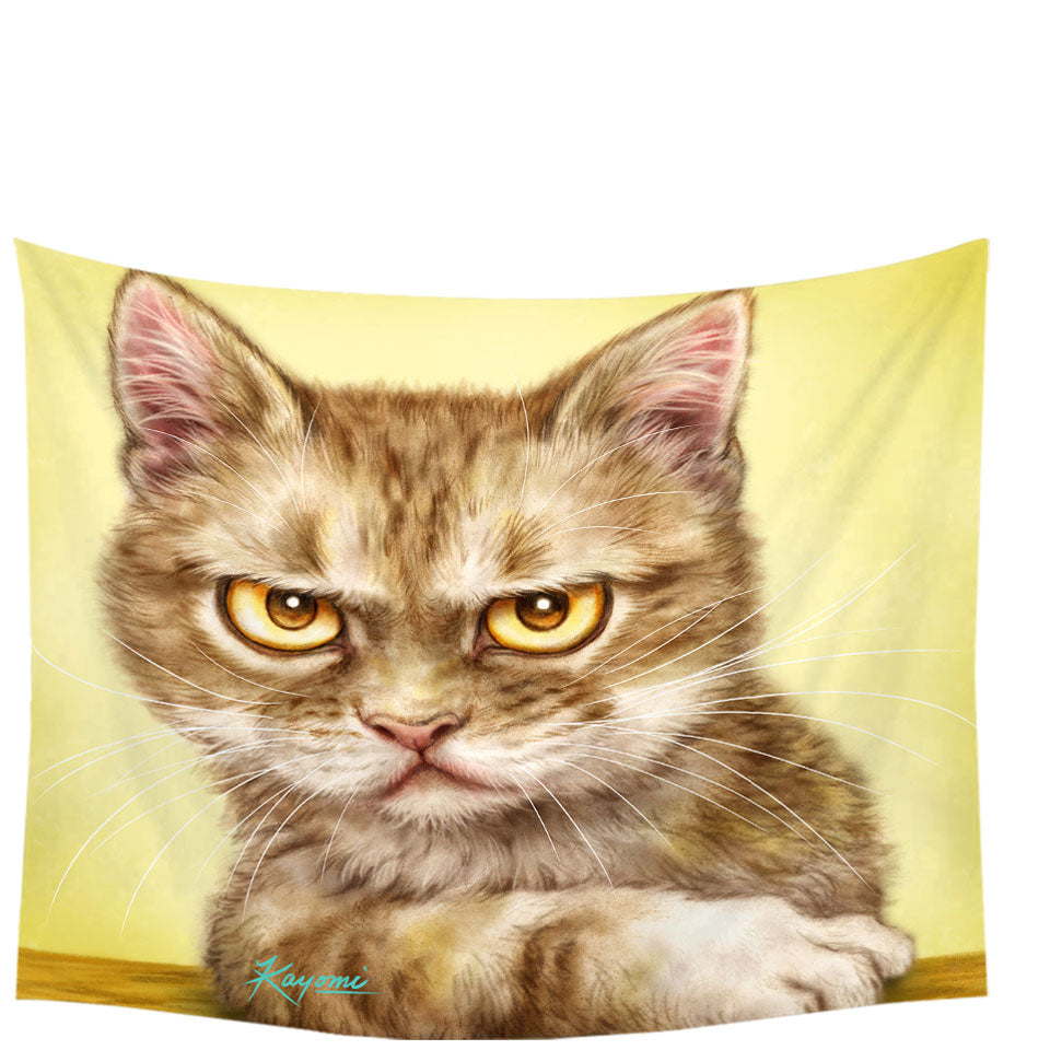 Cool Tapestry Wall Decor Cats Art Serious Kitten