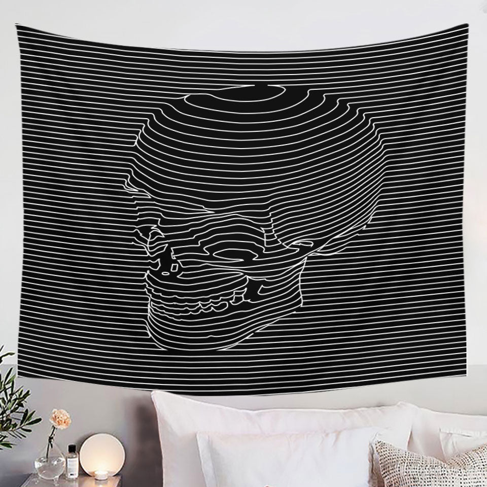 Cool Tapestry Wall Decor Striped 3D Skull