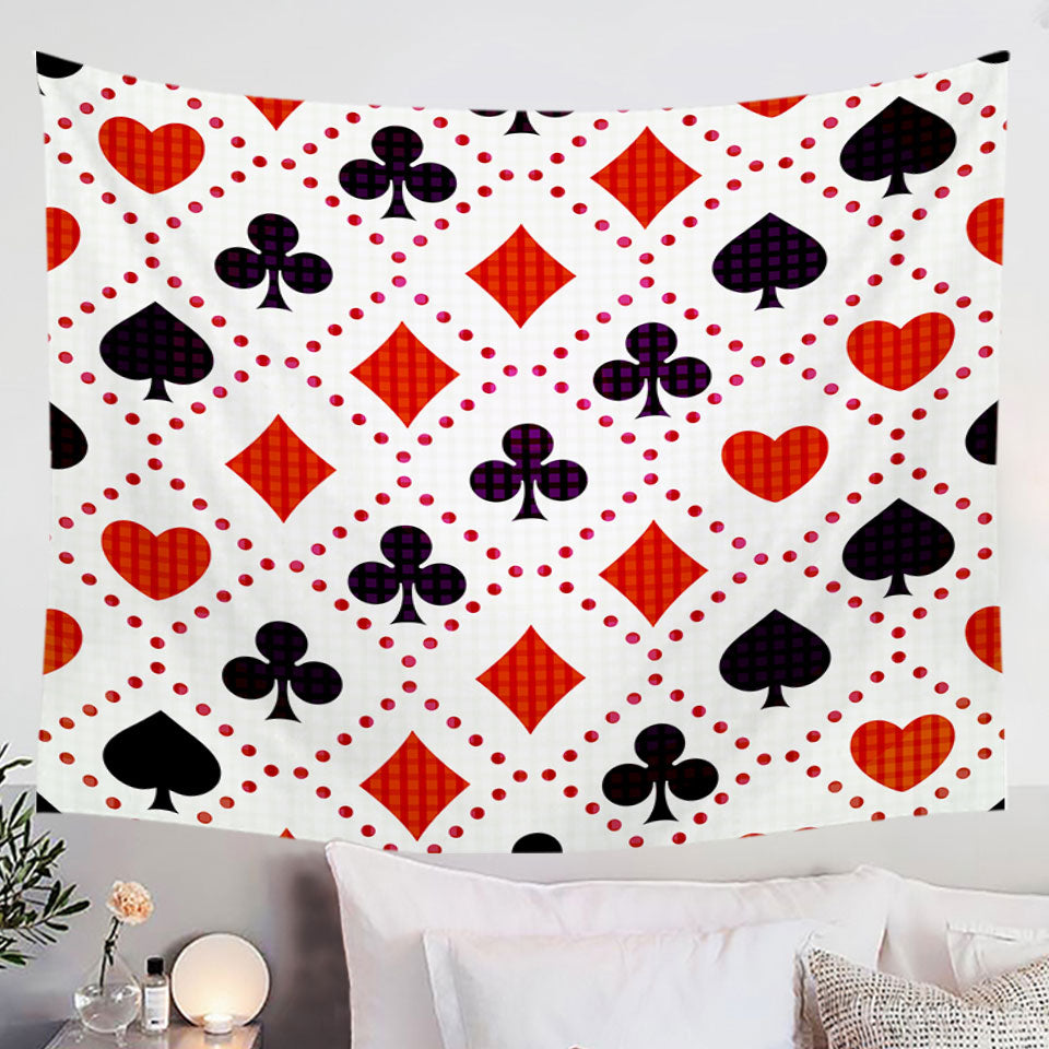Cool Tapestry Wall Hanging Black and Red Cards Symbols