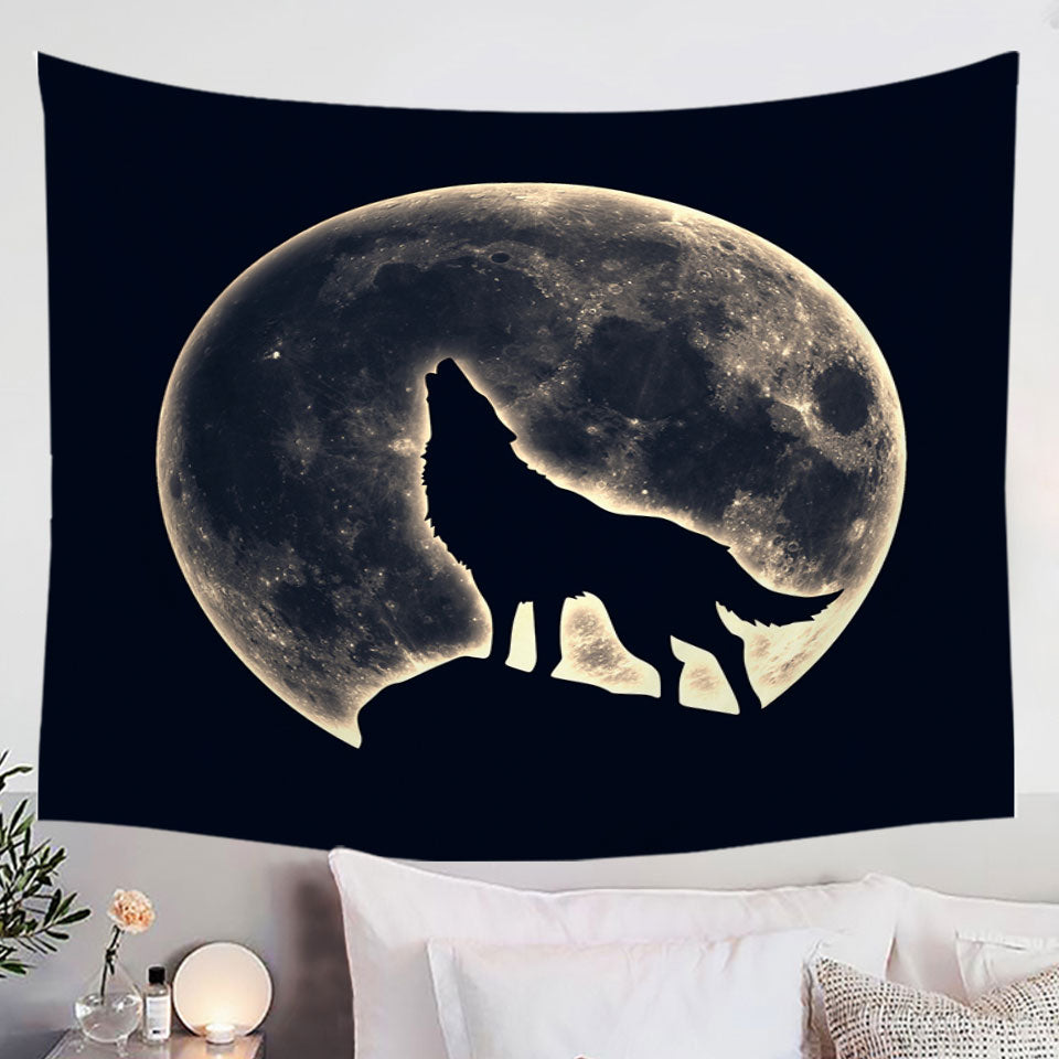 Cool Tapestry with Moon Light Wolf