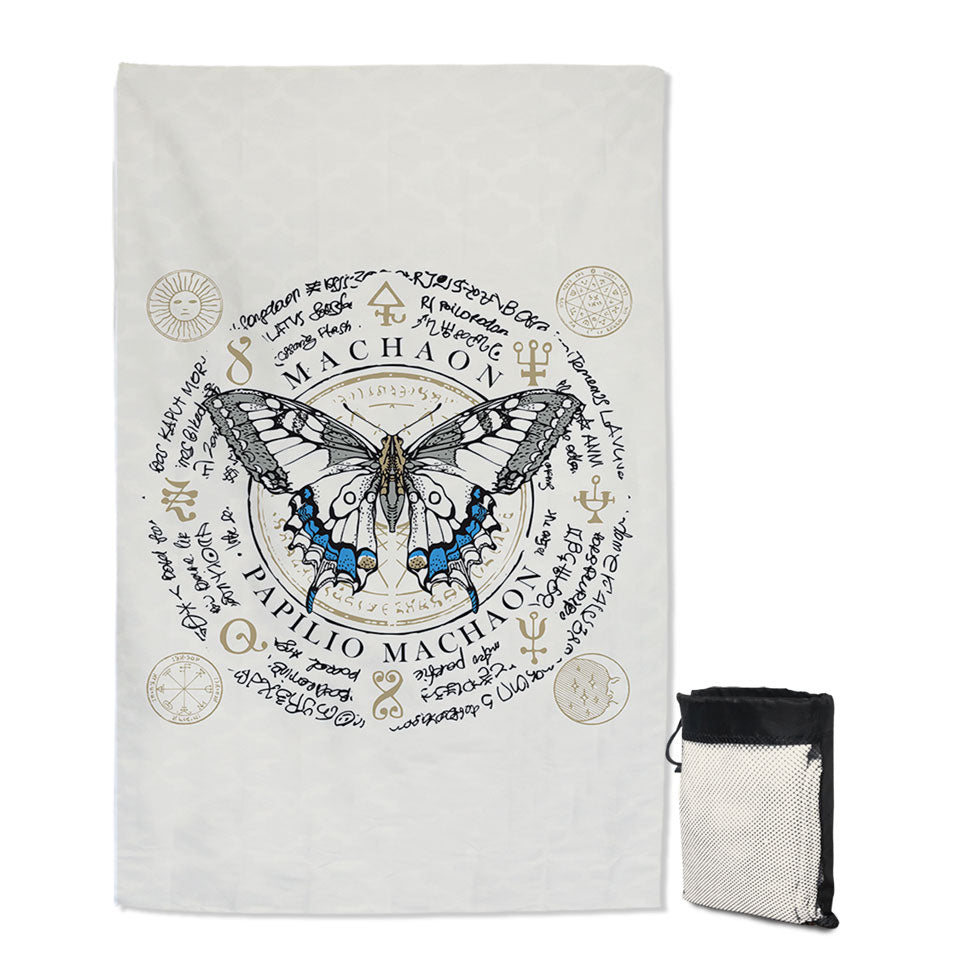 Cool Thin Beach Towels with Ancient Symbols Papilio Machaon Butterfly