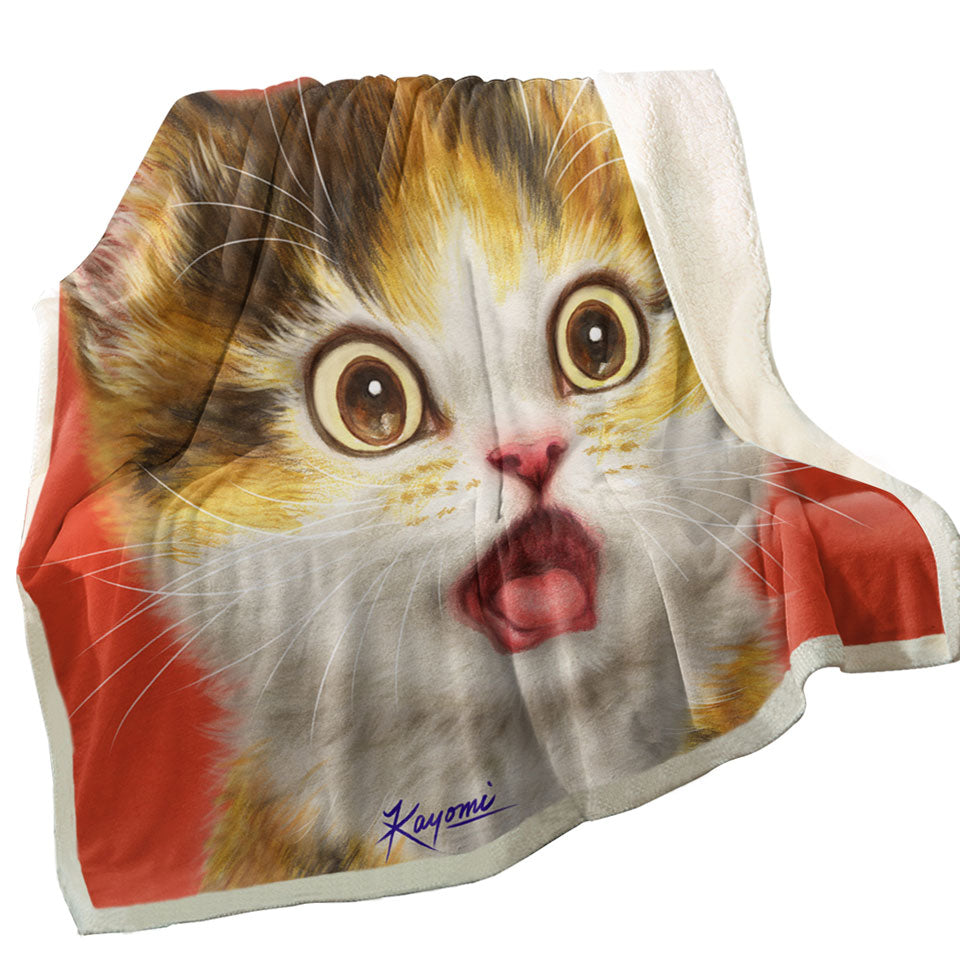 Cool Throw Blanket Surprised Cute Kitten Cat
