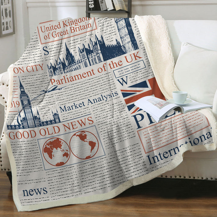 Cool Throw Blanket UK Newspaper