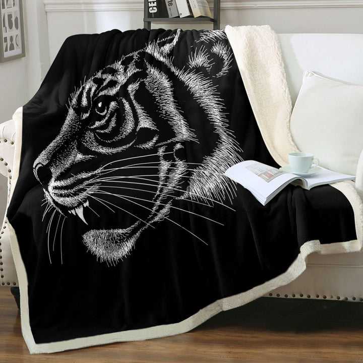 Cool Throw Blanket with Tiger Head Profile