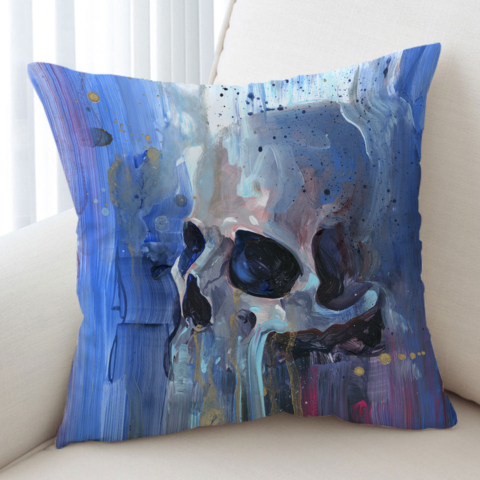 Cool Throw Pillow Art Painting of Human Skull Cushion