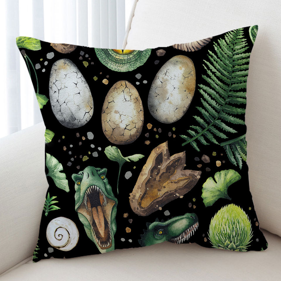Cool Throw Pillow Dinosaur and Dinosaur Eggs