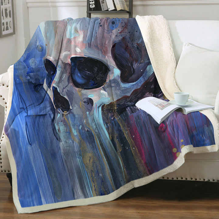 Cool Throws Art Painting of Human Skull Throw Blanket