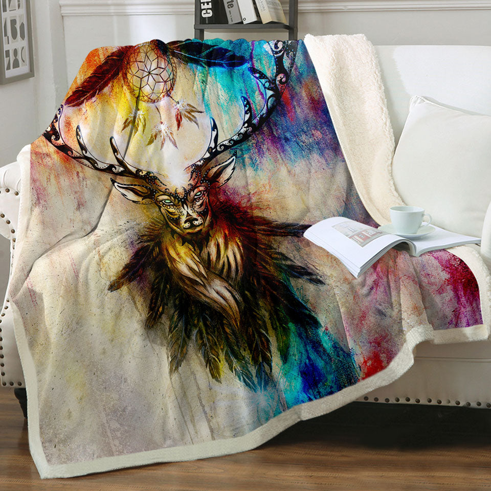 Cool Throws Colorful Native Deer Painting