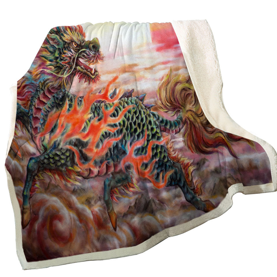 Cool Throws Fantasy Art Sun Fire Kirin