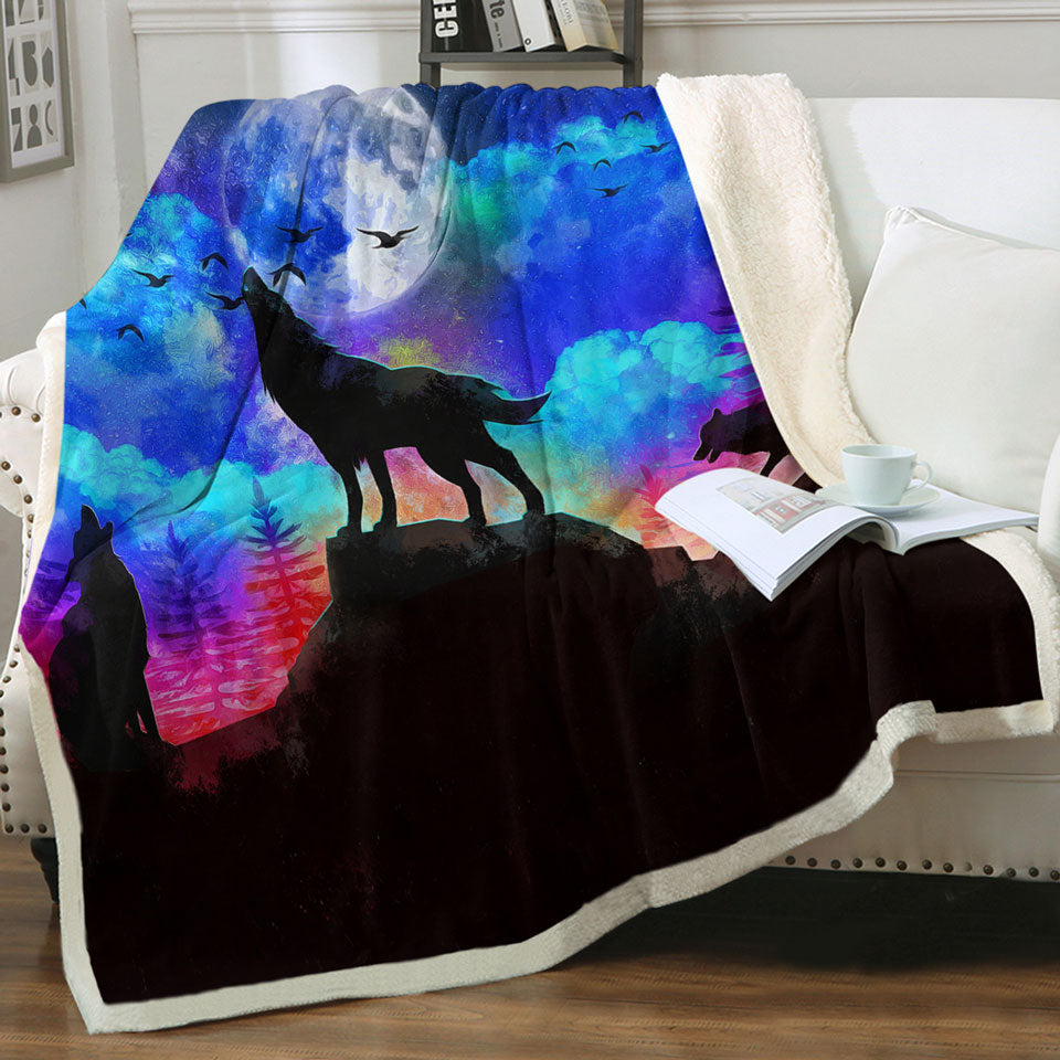 Cool Throws Full Moon Night Wolf Pack