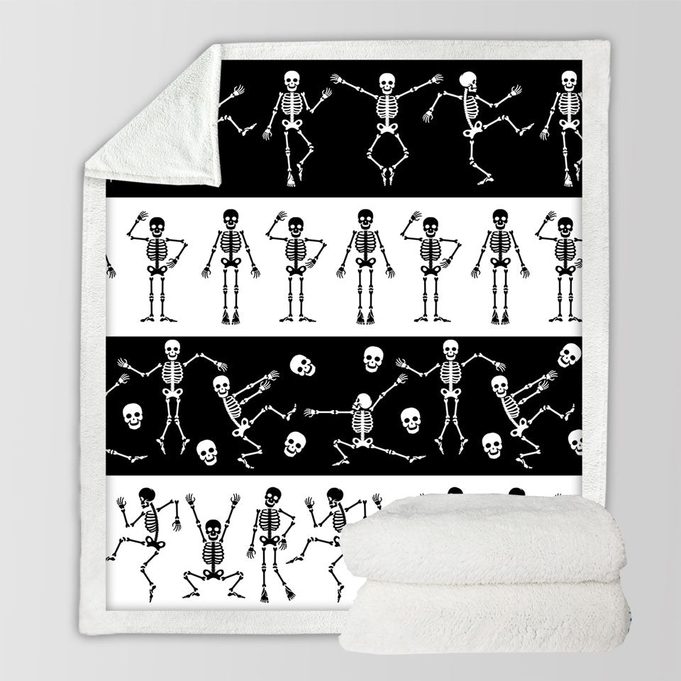 Cool Throws Skeletons in Black White Stripes