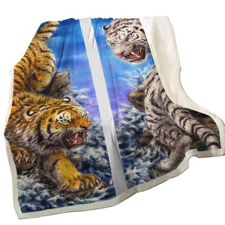 Cool Throws Yin and Yang Orange Tiger vs White Tiger