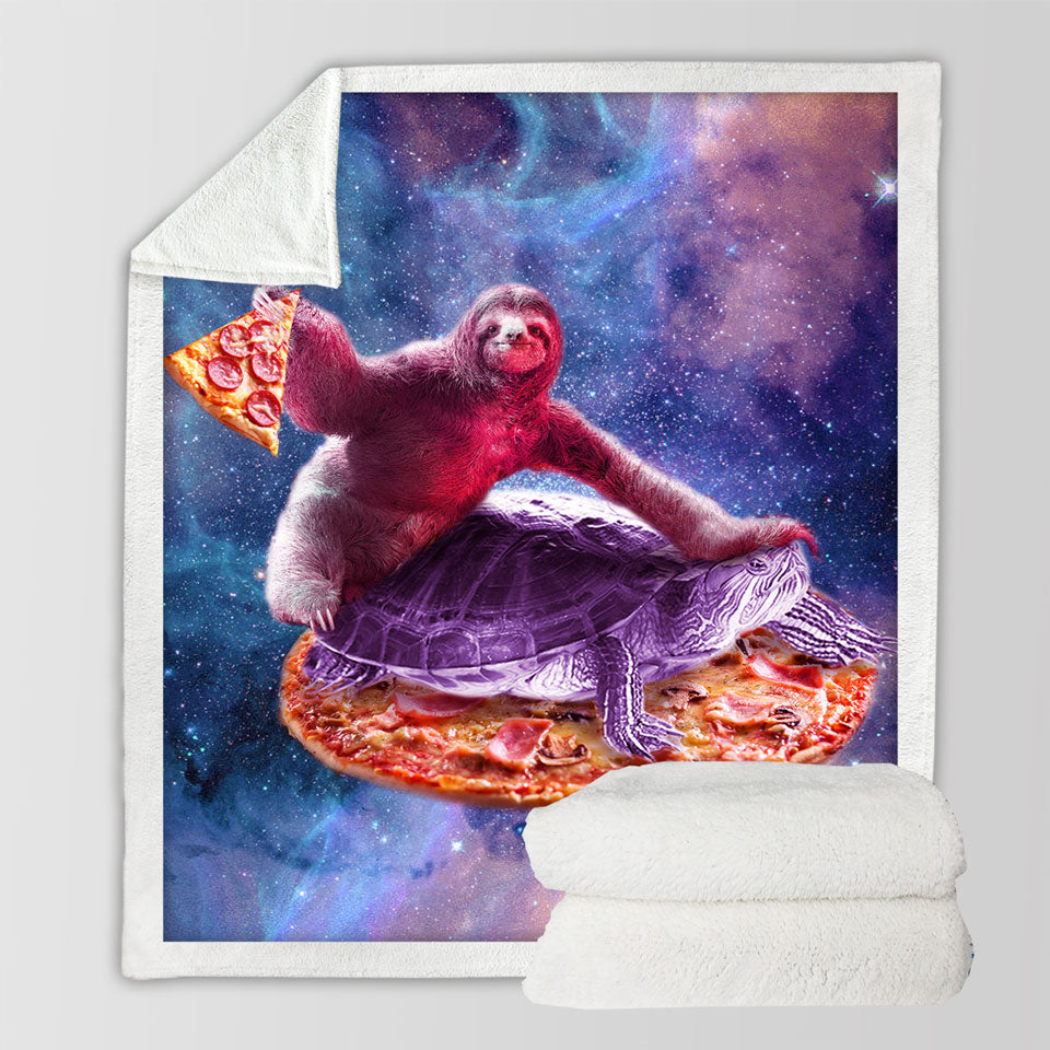 products/Cool-Throws-for-Guys-Crazy-Art-Space-Pizza-Sloth-on-Turtle