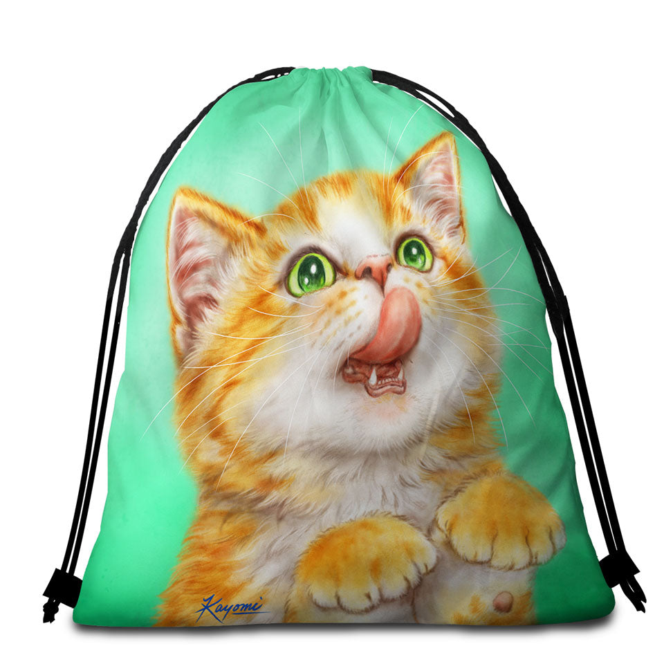 Cool Towel Bags for Kids The Hungry Ginger Kitten Cute Cats Art