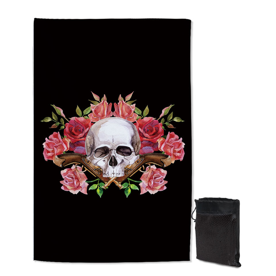 Cool Towels for Travel Skull Roses and Vintage Pistols