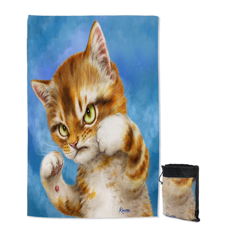Cool Travel Beach Towel Cat Designs the Fighter Kitten