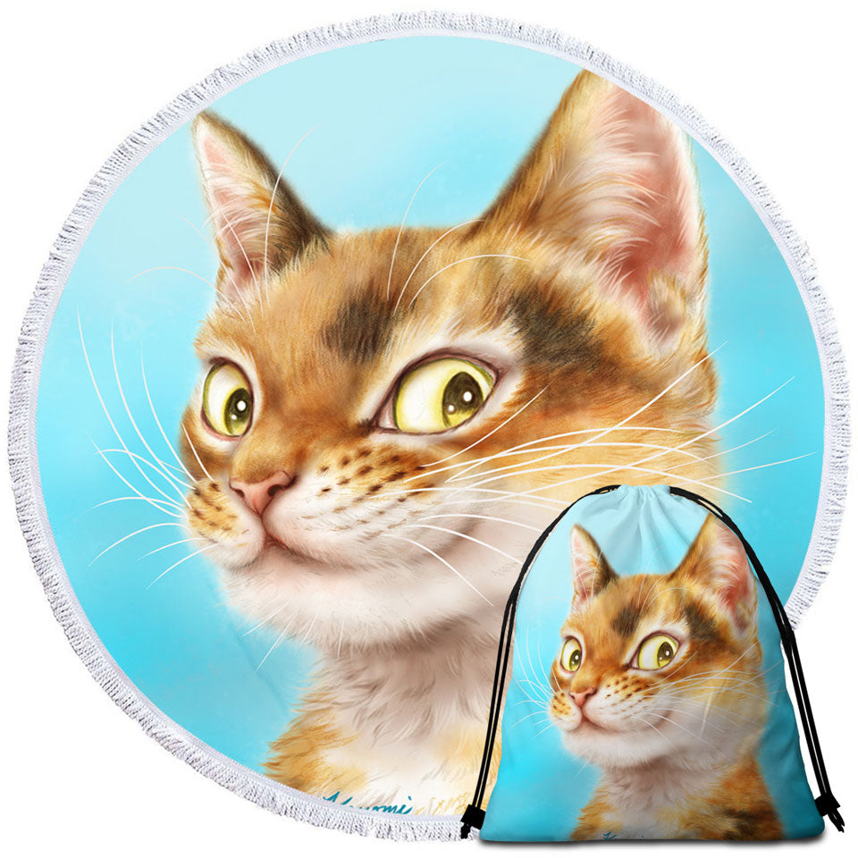 Cool Travel Beach Towel Cats Drawings Flirtatious Ginger Kitty