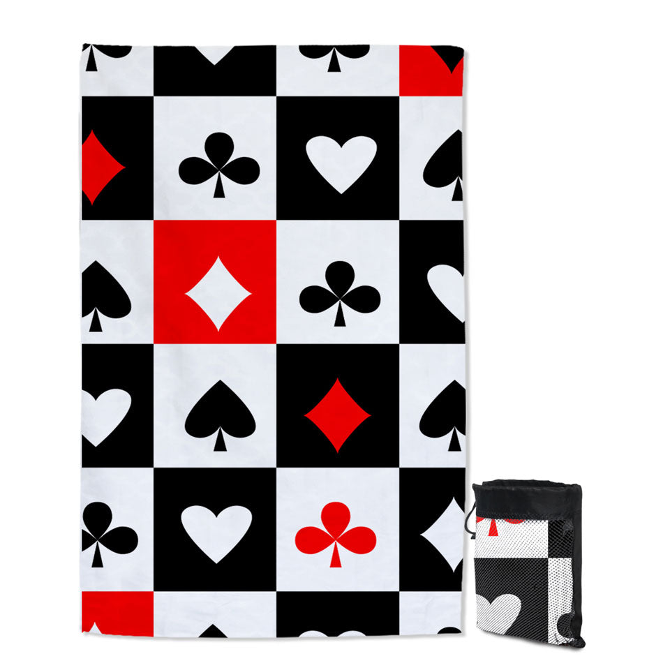 Cool Travel Beach Towel Clubs Diamonds Hearts Spades Cards Symbols