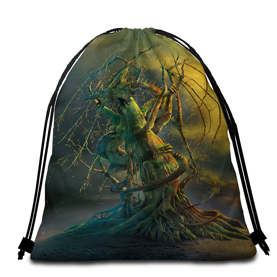 Cool Tree Dragon Art Fantasy Beach Towel Bags