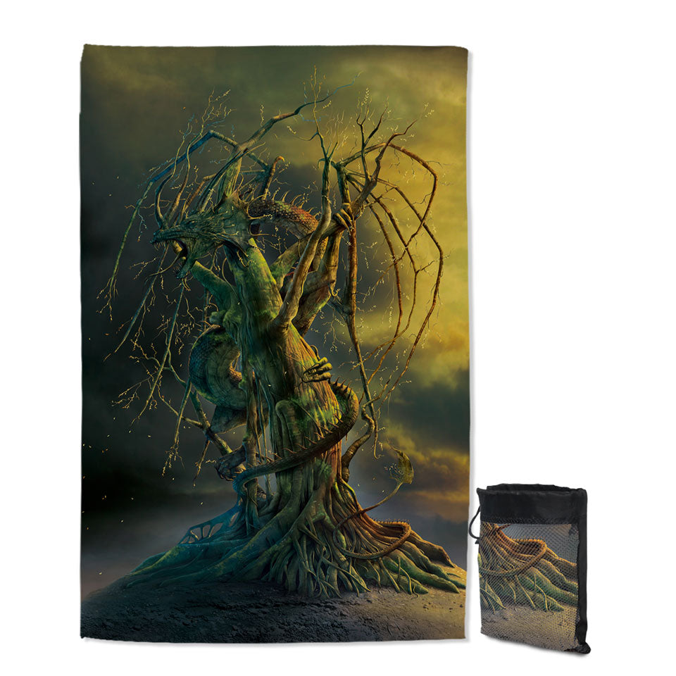 Cool Tree Dragon Art Fantasy Lightweight Beach Towel