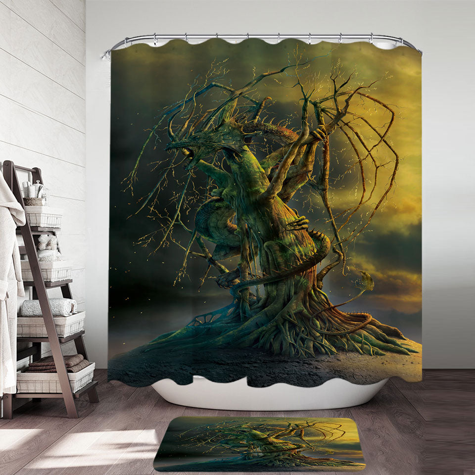 Cool Tree Dragon Art Fantasy Shower Curtain