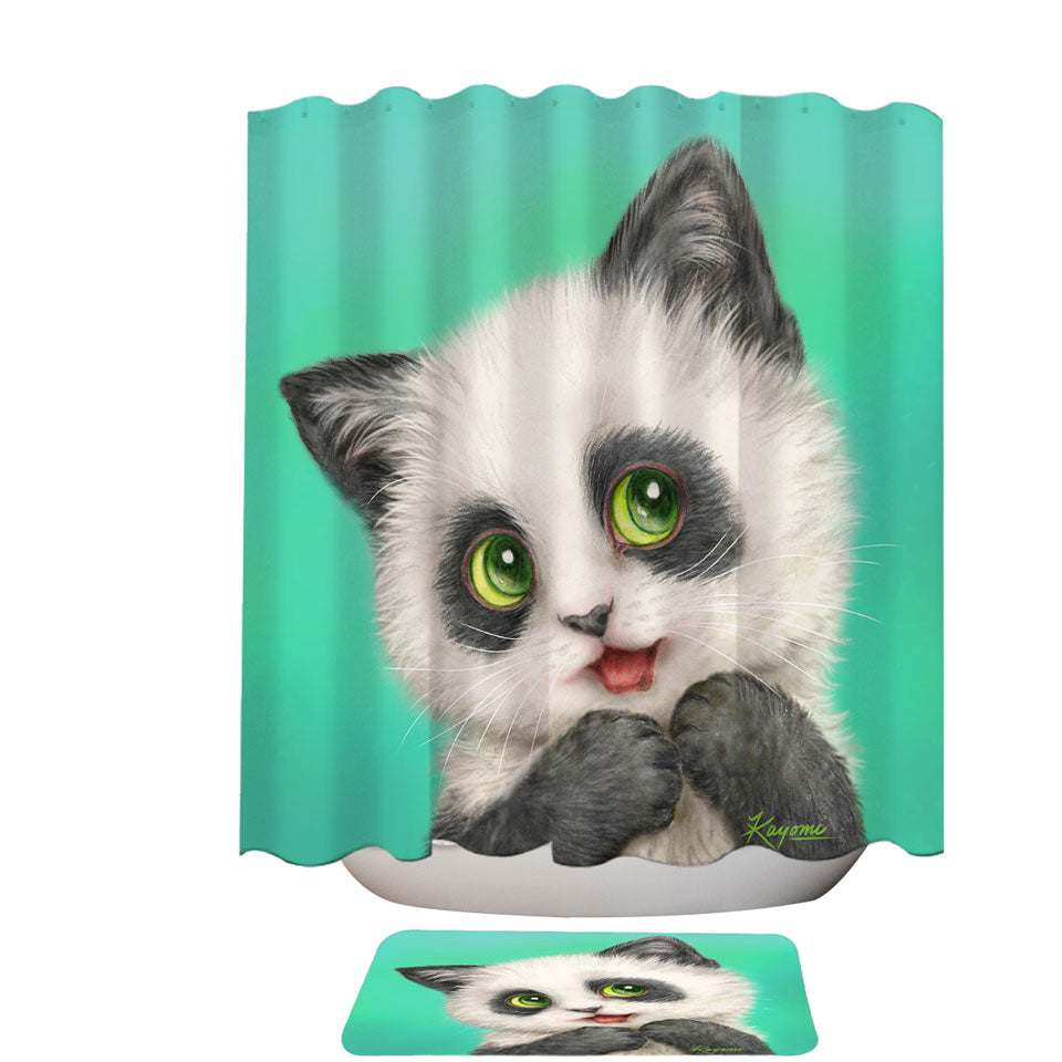 Cool Trendy Shower Curtains Cats Art Paintings the Panda Kitten