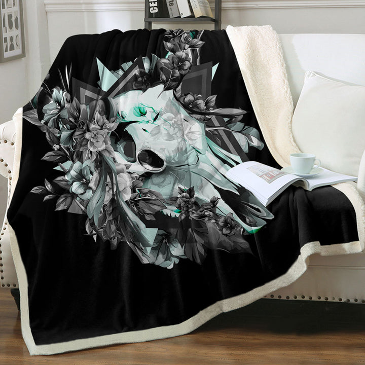 Cool Turquoise Bull Skull Couch Throws