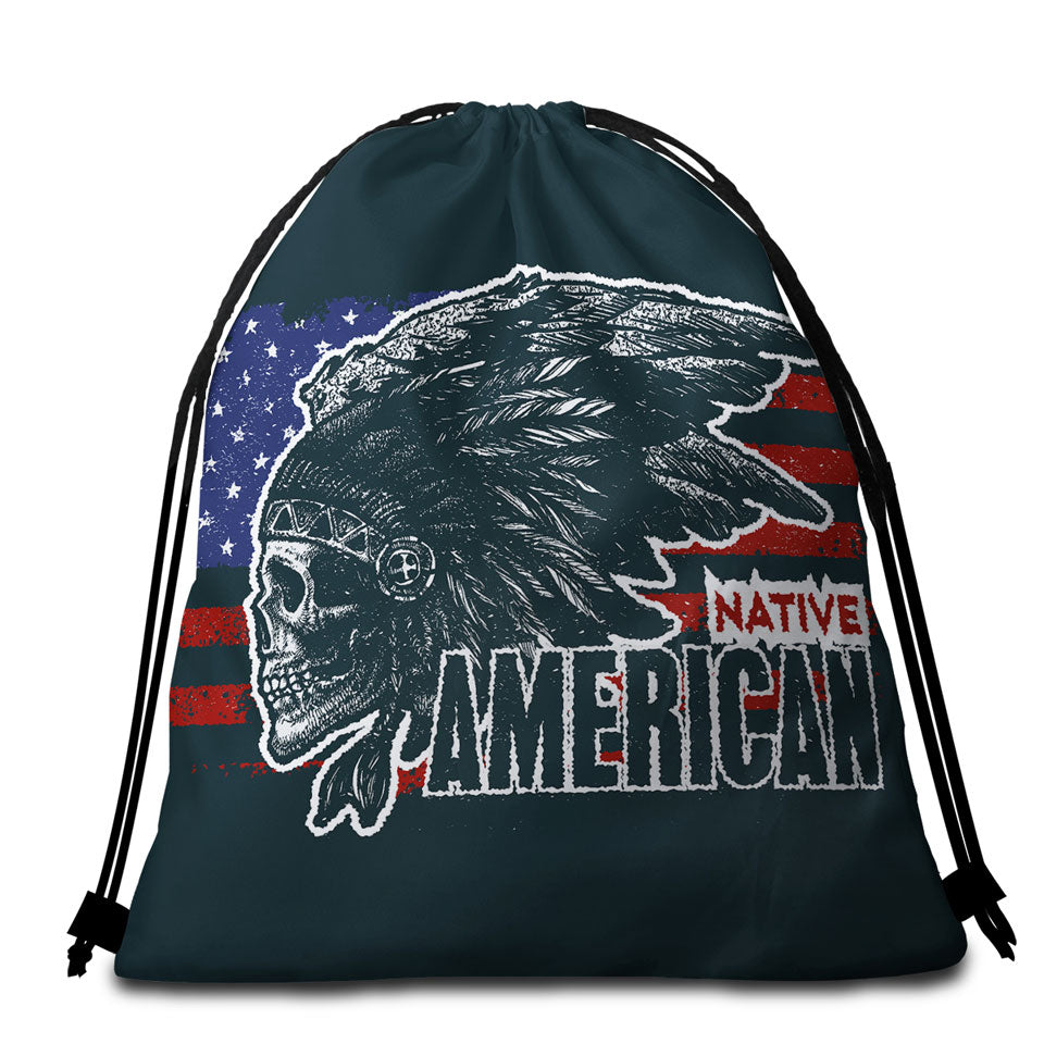 Cool USA Beach Towel Bags Native American Chief Skull