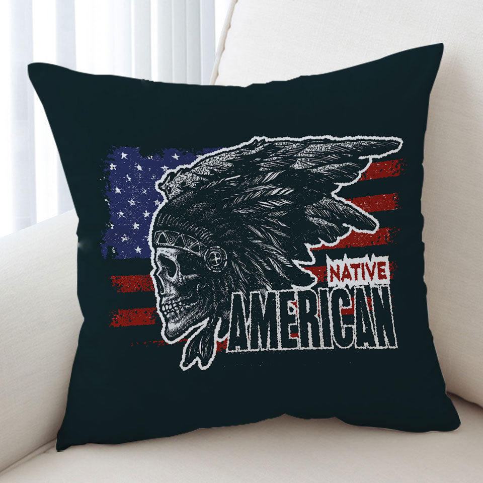 Cool USA Cushion Covers Native American Chief Skull