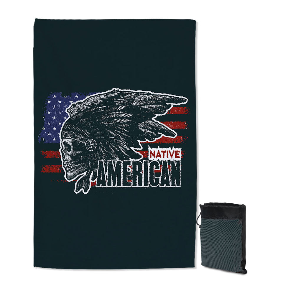 Cool USA Quick Dry Beach Towel Native American Chief Skull
