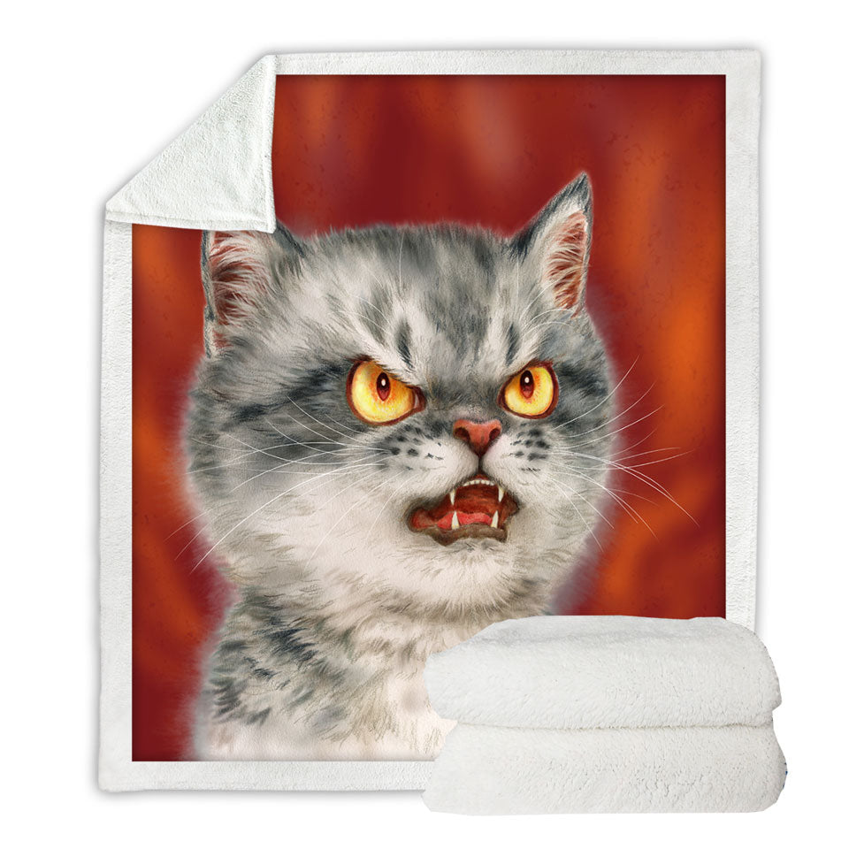 Cool Unique Throws Cats Designs Angry Furious Kitten