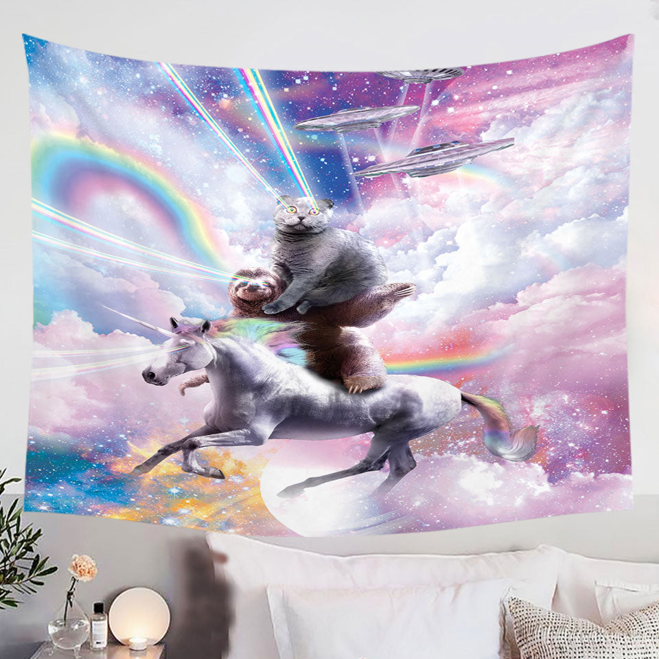 Cool-Wall-Art-Decor-Galaxy-Cat-on-Sloth-on-Unicorn-in-Space