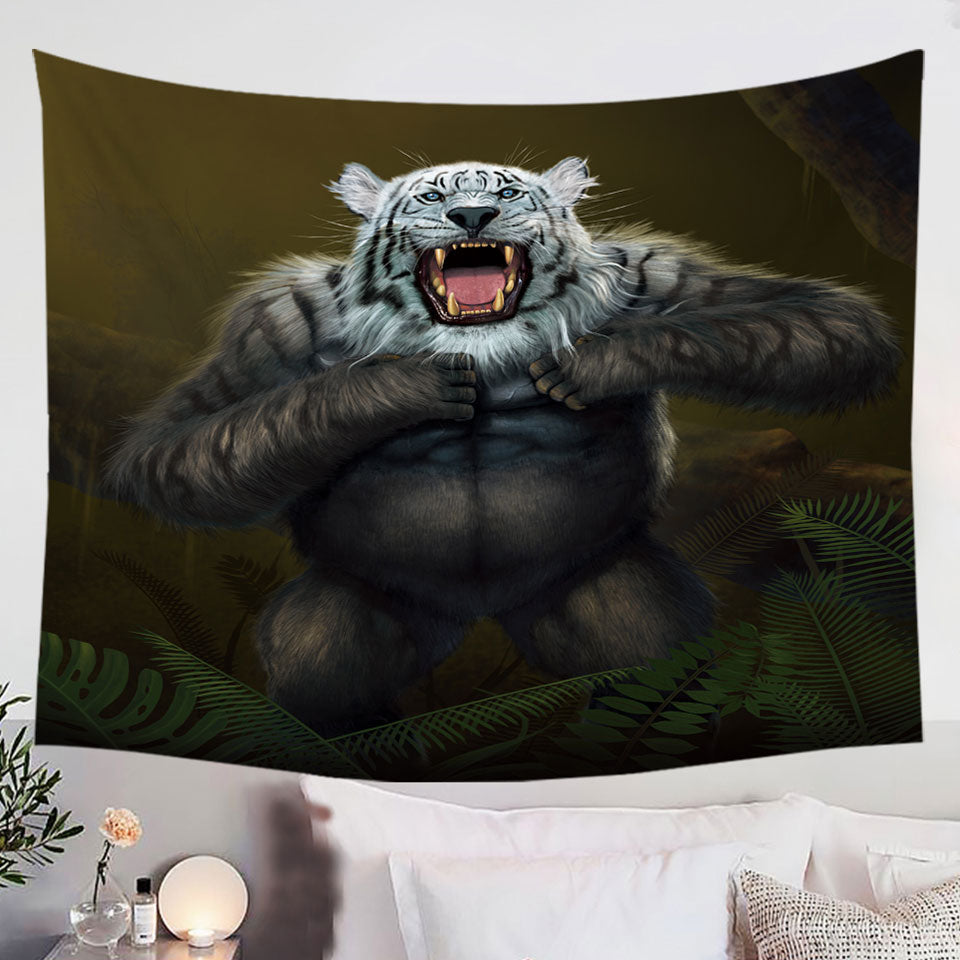 Cool-Wall-Decor-Animal-Artwork-Tigerilla-Gorilla-vs-White-Tiger-Tapestry