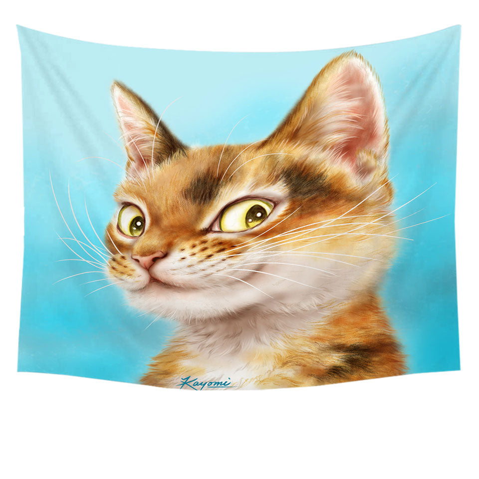 Cool Wall Decor Cats Drawings Flirtatious Ginger Kitty Tapestry