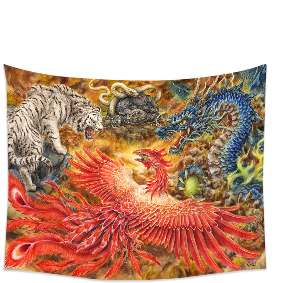 Cool Wall Decor Fantasy Art Four Heavenly Beasts