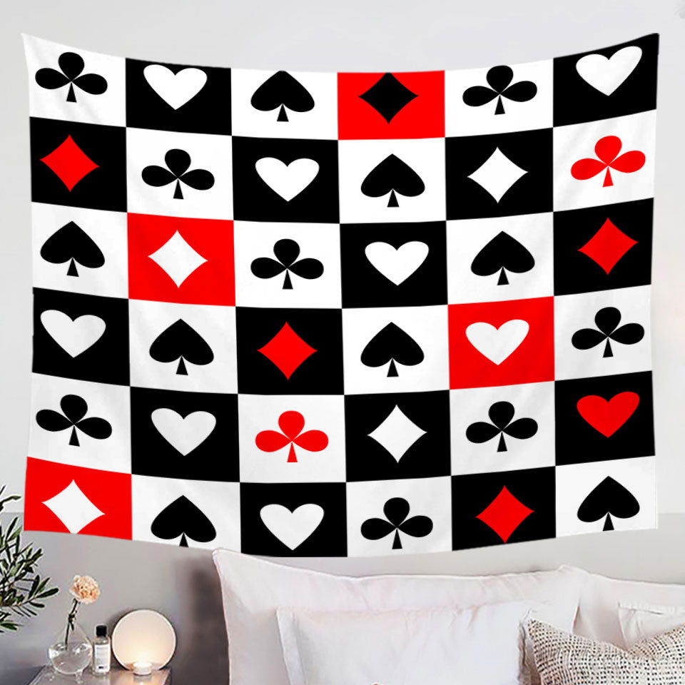 Cool Wall Decor Hanging Fabric Clubs Diamonds Hearts Spades Cards Symbols