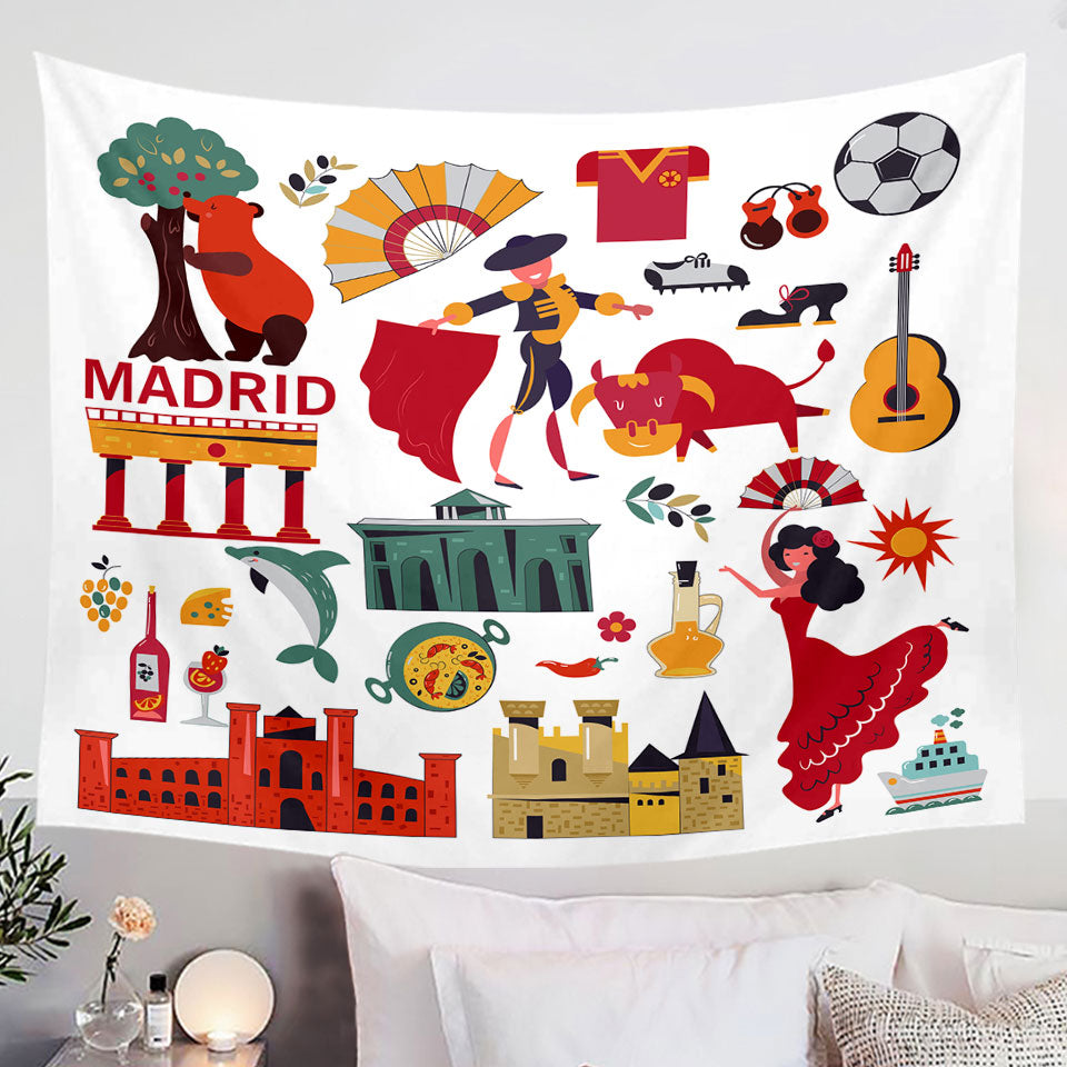 Cool Wall Decor Tapestries Pattern Madrid Spain Attractions