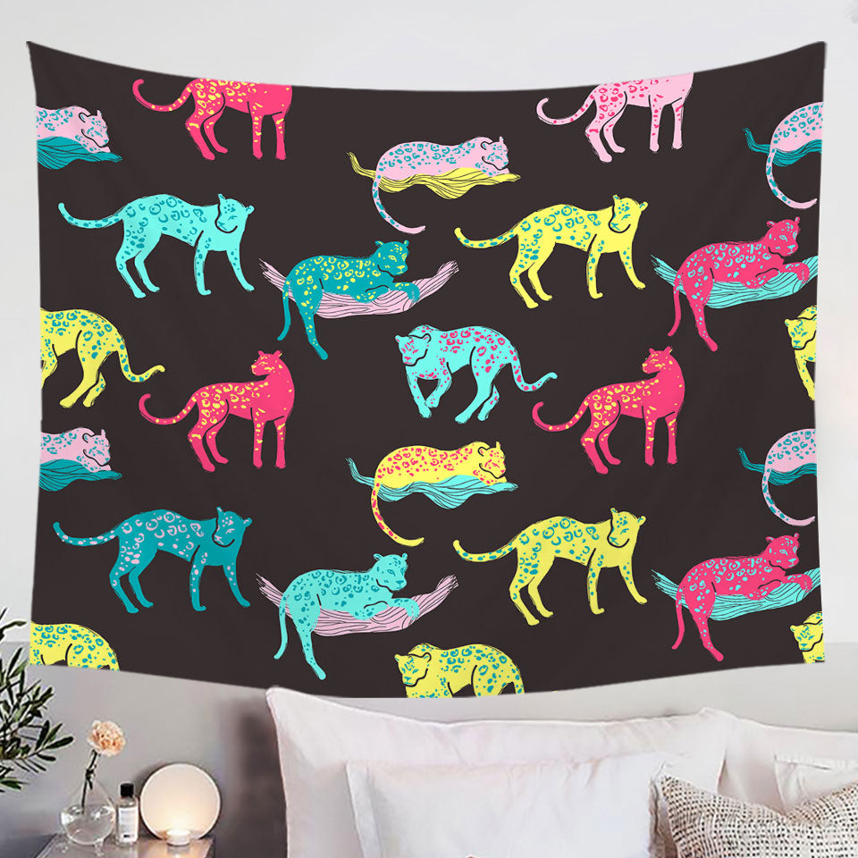 Cool Wall Decor Tapestry Multi Colored Leopards
