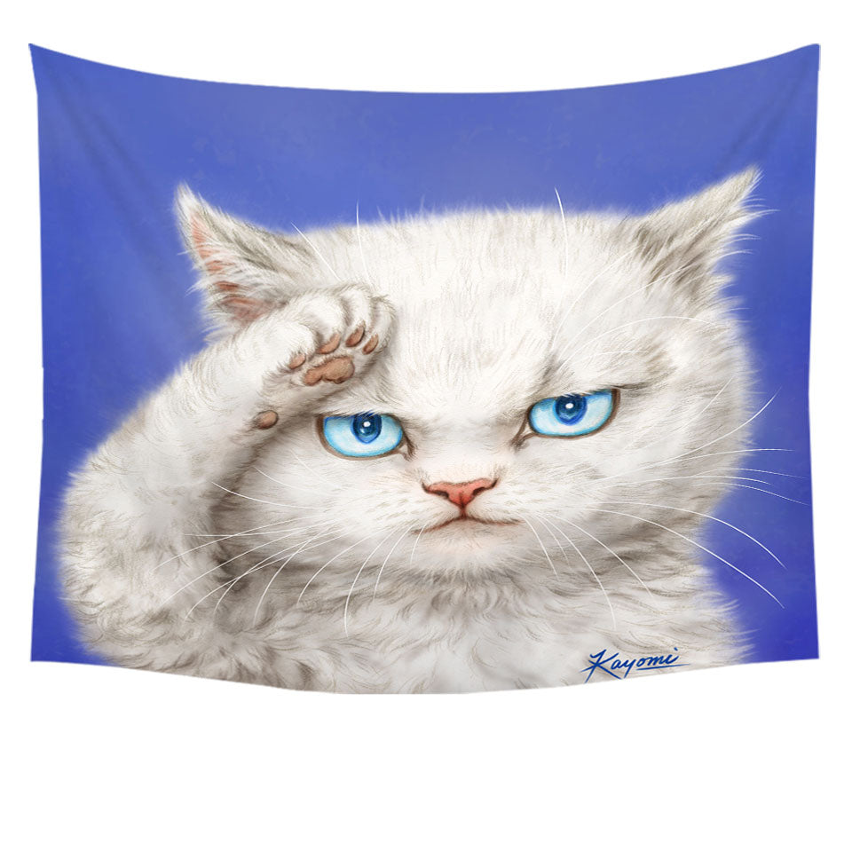 Cool Wall Decor Yes Sir Funny Cats Drawings Obedient Kitten Tapestry