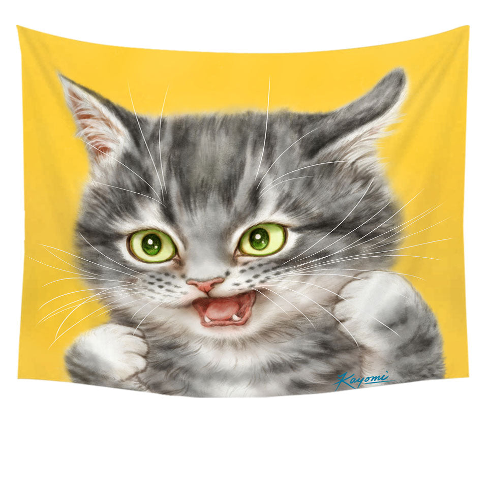 Cool Wall Decor with Cats Art Tough Grey Kitten