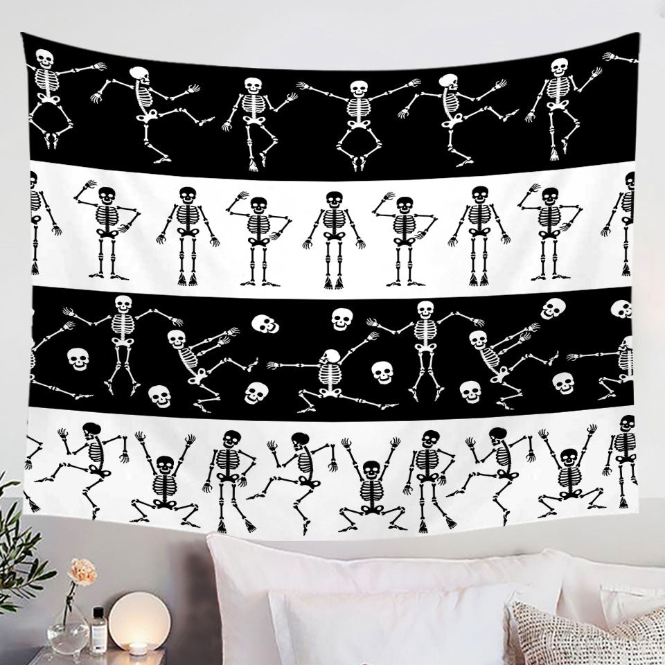 Cool Wall Decor with Skeletons in Black White Stripes