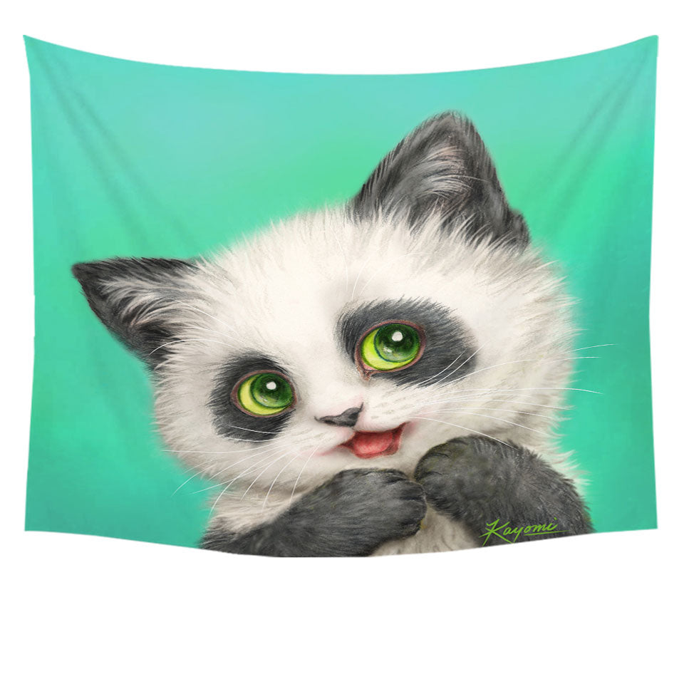 Cool Wall Tapestry with Cats Art Paintings the Panda Kitten